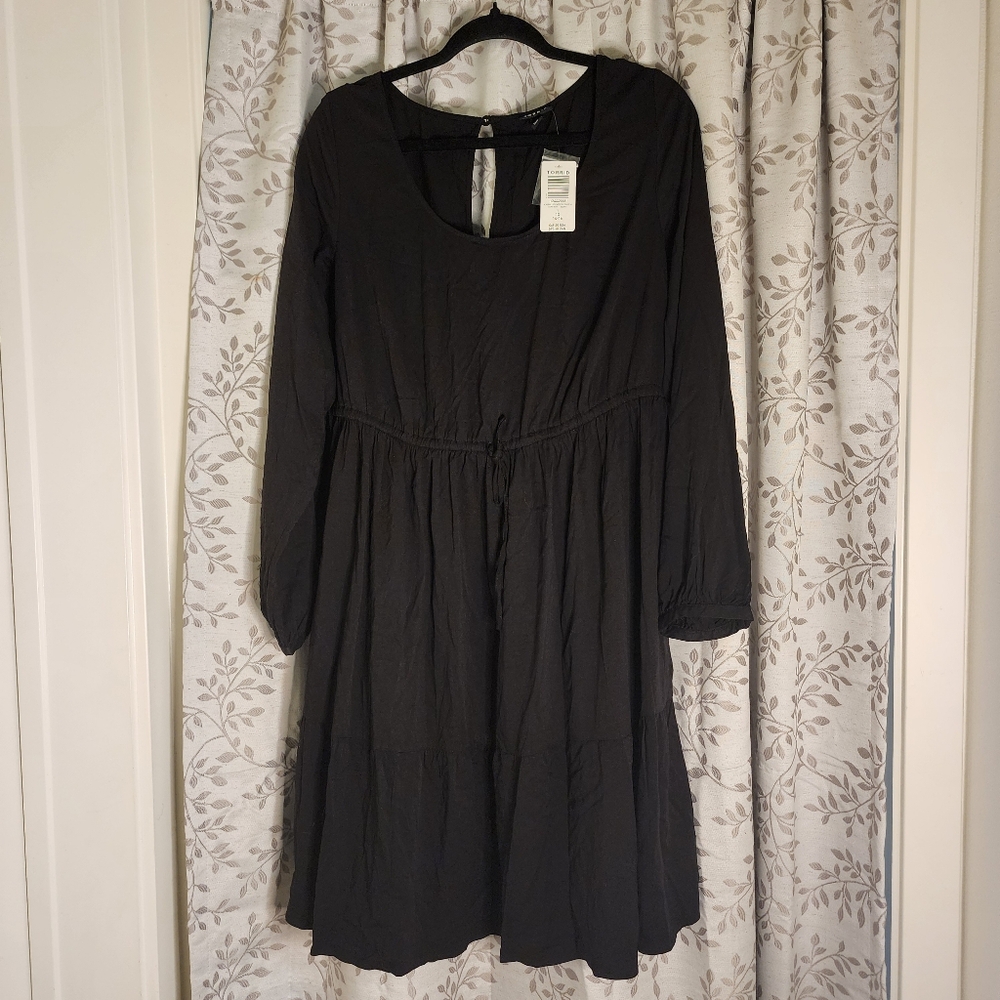 NWT Torrid Black Tied Waist Long Sleeve Dress Size 1 (1X)